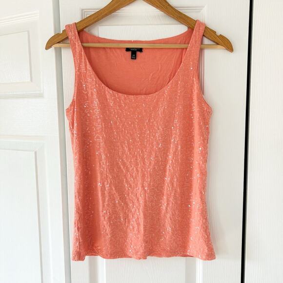 NWOT Talbots Coral Sequin Scoop Neck Sleeveless Tank Top Women’s Size XS - Picture 2 of 6